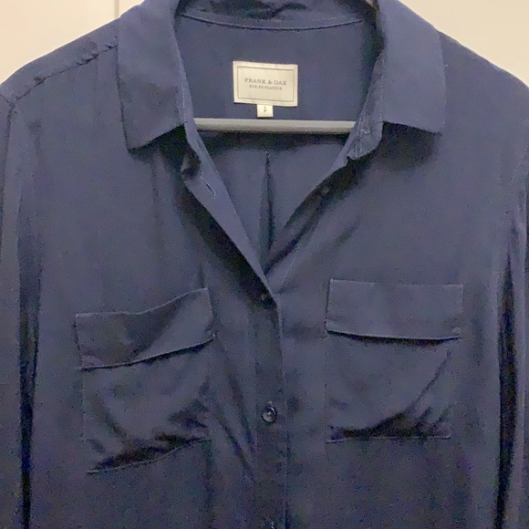 Navy button down blouse - Picture 3 of 4